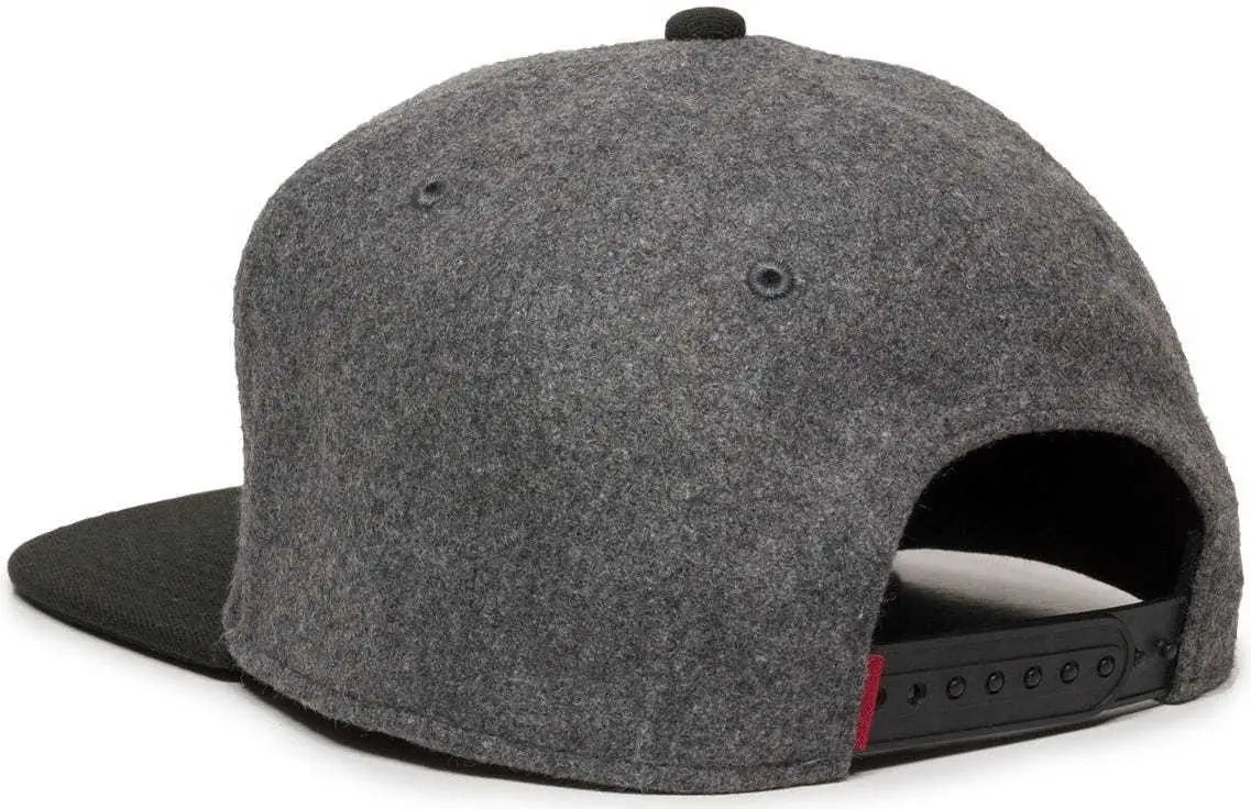 OC Sports REDLBL104 Adjustable Flat Bill Cap - Charcoal Black - Dark Gray Black / 6 7/8’’ - 7 1/2’’