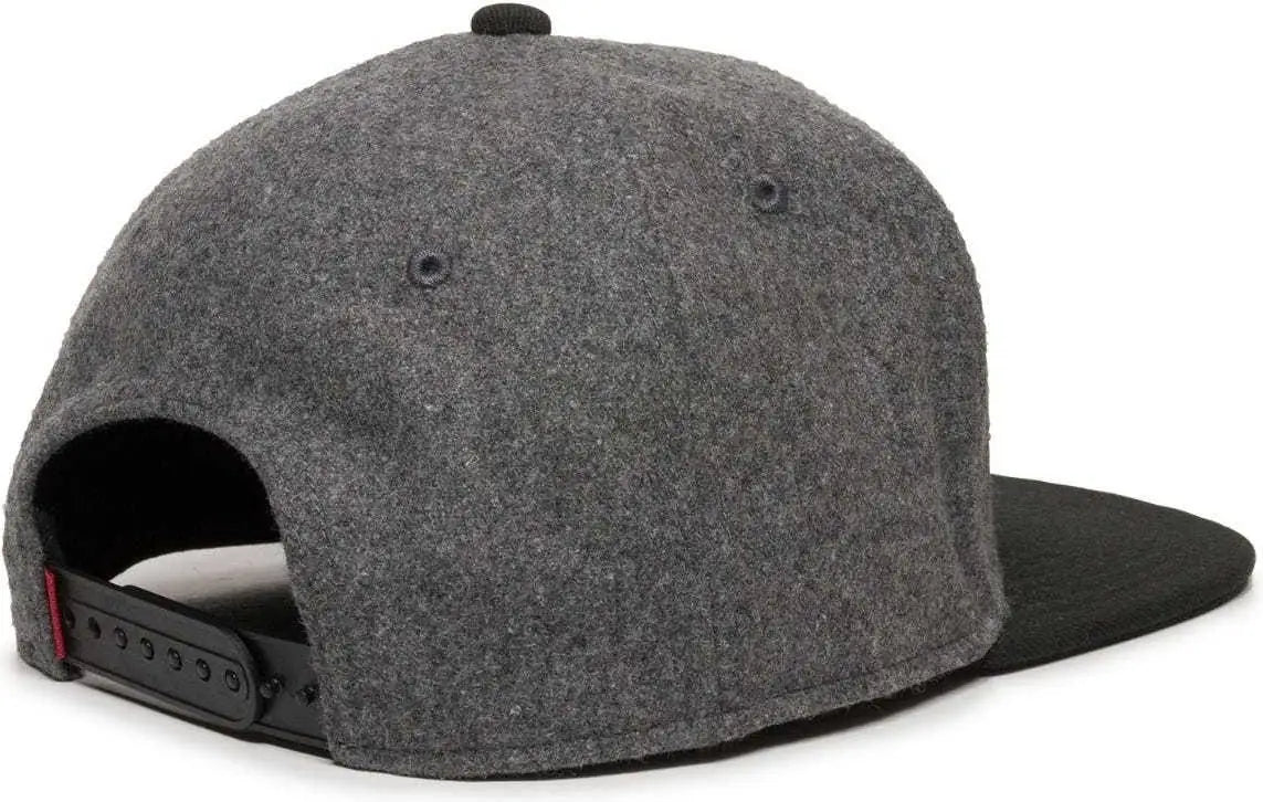 OC Sports REDLBL104 Adjustable Flat Bill Cap - Charcoal Black - Dark Gray Black / 6 7/8’’ - 7 1/2’’