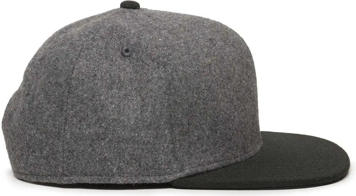 OC Sports REDLBL104 Adjustable Flat Bill Cap - Charcoal Black - Dark Gray Black / 6 7/8’’ - 7 1/2’’