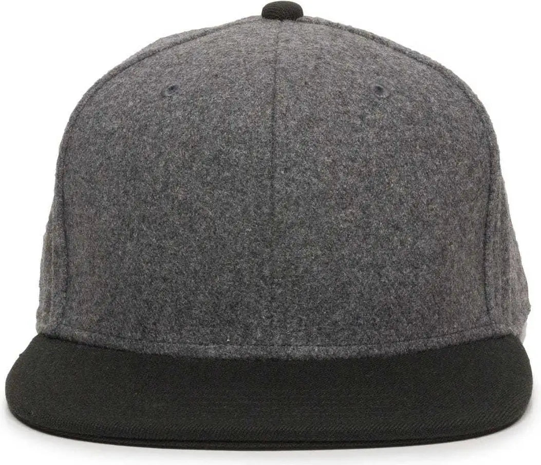 OC Sports REDLBL104 Adjustable Flat Bill Cap - Charcoal Black - Dark Gray Black / 6 7/8’’ - 7 1/2’’