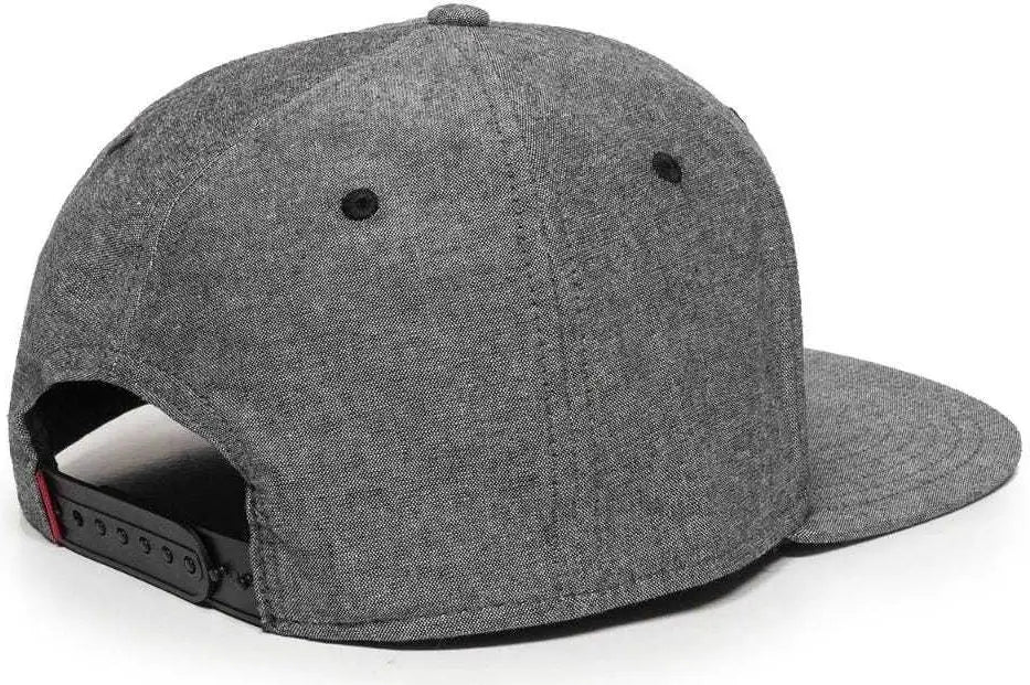 OC Sports REDLBL105 Adjustable Flat Bill Heathered Cap - Charcoal - Dark Gray / 6 7/8’’ - 7 1/2’’