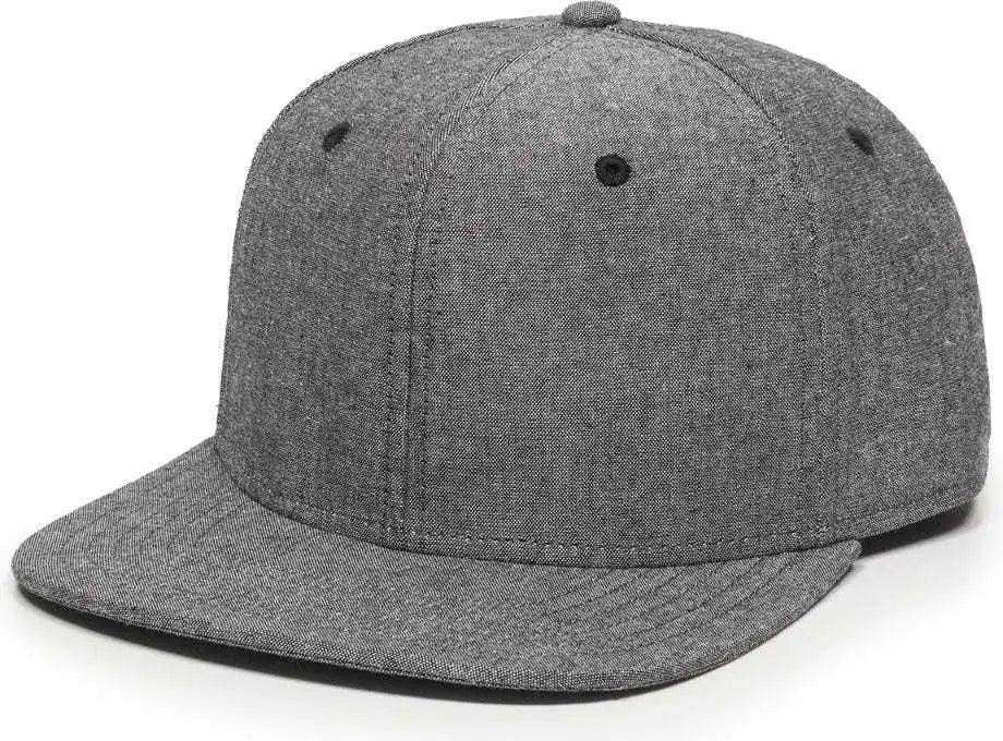 OC Sports REDLBL105 Adjustable Flat Bill Heathered Cap - Charcoal - Dark Gray / 6 7/8’’ - 7 1/2’’