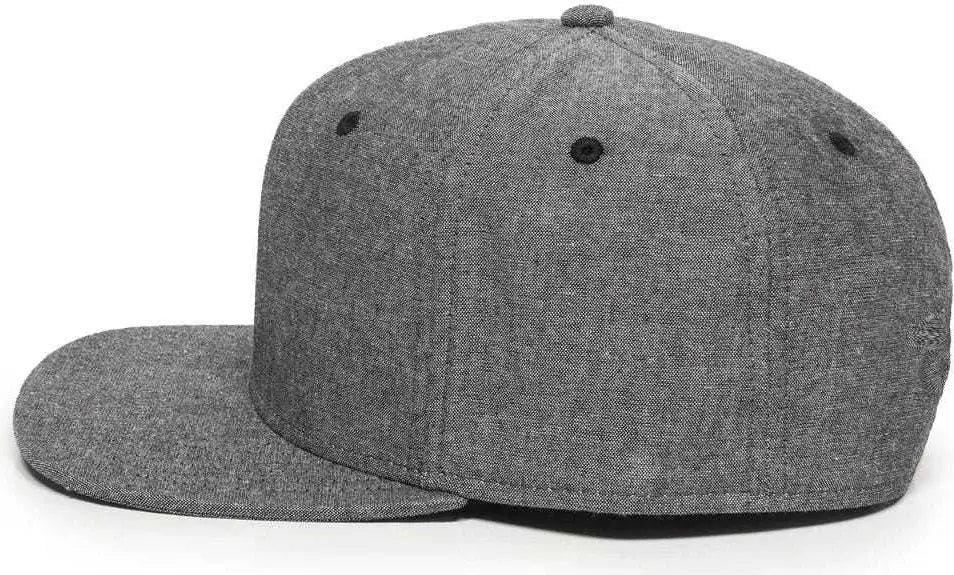 OC Sports REDLBL105 Adjustable Flat Bill Heathered Cap - Charcoal - Dark Gray / 6 7/8’’ - 7 1/2’’