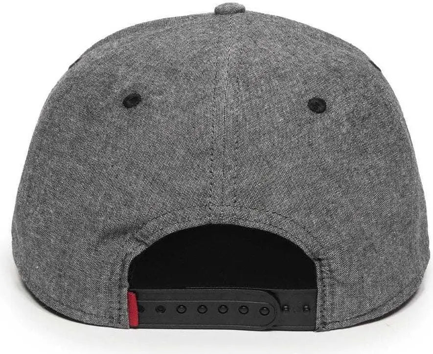 OC Sports REDLBL105 Adjustable Flat Bill Heathered Cap - Charcoal - Dark Gray / 6 7/8’’ - 7 1/2’’