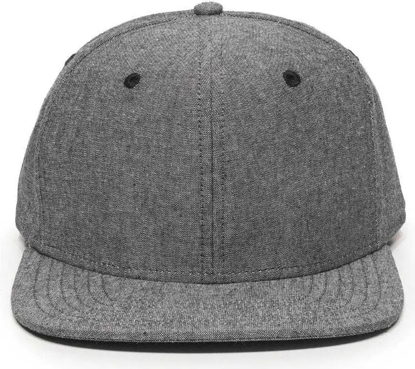 OC Sports REDLBL105 Adjustable Flat Bill Heathered Cap - Charcoal - Dark Gray / 6 7/8’’ - 7 1/2’’