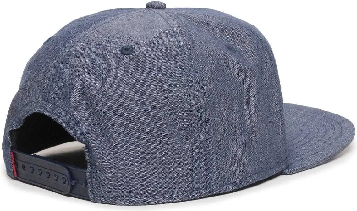 OC Sports REDLBL105 Adjustable Flat Bill Heathered Cap - Navy - Navy / 6 7/8’’ - 7 1/2’’