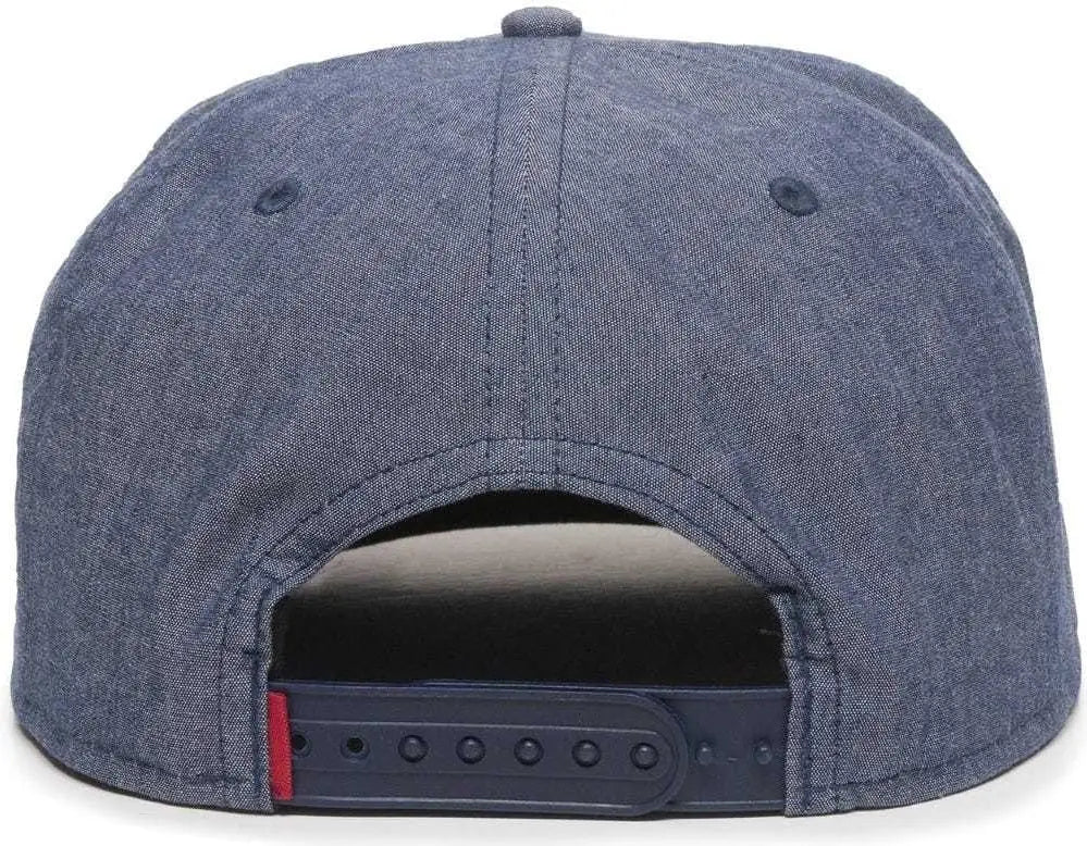 OC Sports REDLBL105 Adjustable Flat Bill Heathered Cap - Navy - Navy / 6 7/8’’ - 7 1/2’’