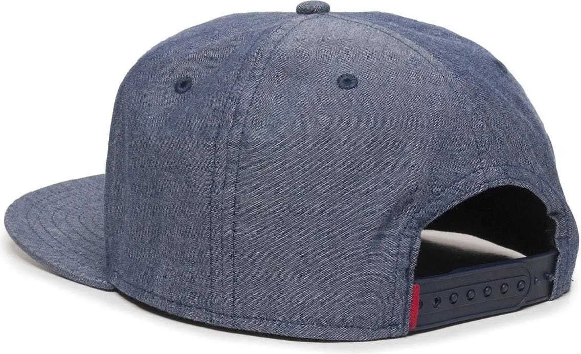 OC Sports REDLBL105 Adjustable Flat Bill Heathered Cap - Navy - Navy / 6 7/8’’ - 7 1/2’’