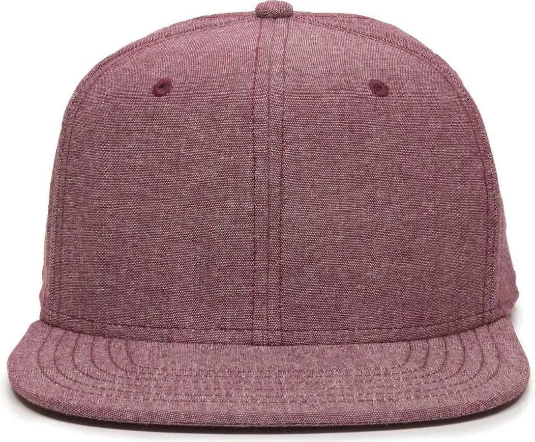 OC Sports REDLBL105 Adjustable Flat Bill Heathered Cap - Red - Red / 6 7/8’’ - 7 1/2’’