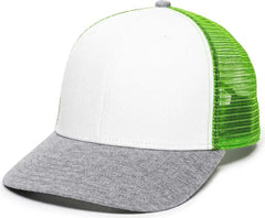 OC Sports RGR-200M Adjustable Mesh Back Gray Heathered Bill Cap - White Green Heathered Grey - White Green / 6 7/8’’