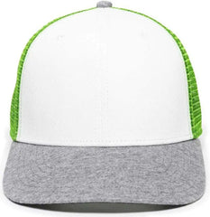 OC Sports RGR-200M Adjustable Mesh Back Gray Heathered Bill Cap - White Green Heathered Grey - White Green / 6 7/8’’