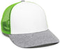 OC Sports RGR-200M Adjustable Mesh Back Gray Heathered Bill Cap - White Green Heathered Grey - White Green / 6 7/8’’