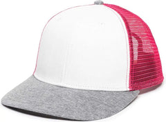 OC Sports RGR-200M Adjustable Mesh Back Gray Heathered Bill Cap - White Pink Heathered Grey - White Pink / 6 7/8’’ - 7