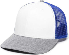 OC Sports RGR-200M Adjustable Mesh Back Gray Heathered Bill Cap - White Royal Heathered Grey - White Royal / 6 7/8’’