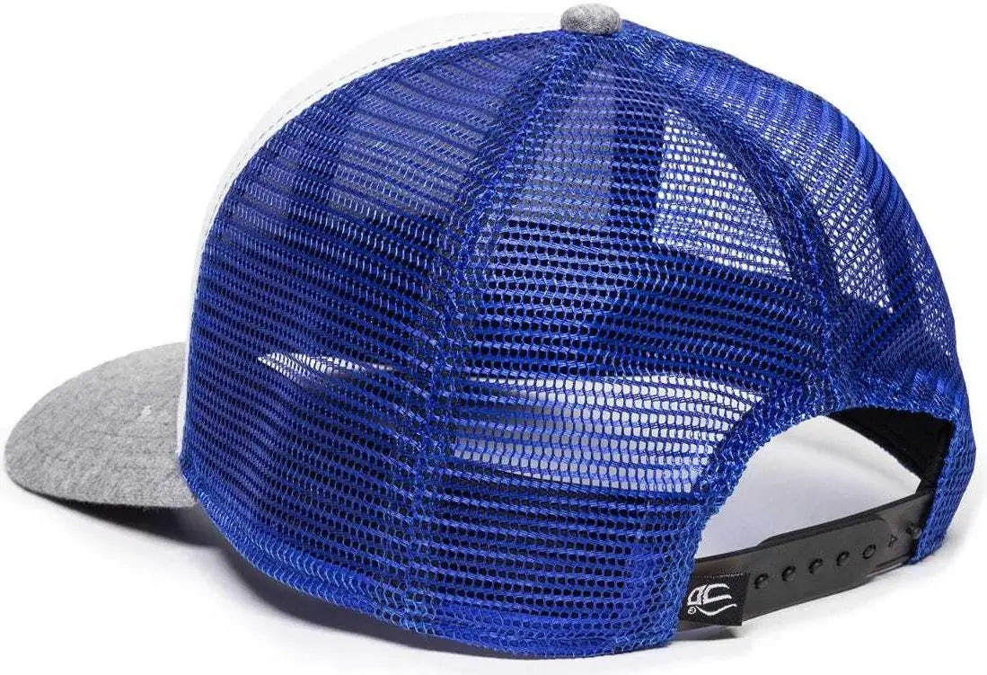 OC Sports RGR-200M Adjustable Mesh Back Gray Heathered Bill Cap - White Royal Heathered Grey - White Royal / 6 7/8’’
