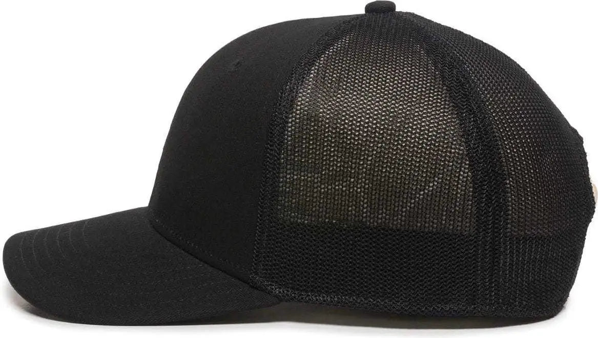 OC Sports RGR-360M Adjustable Mesh Back Cap - Black Black - Black / 6 7/8’’ - 7 1/2’’