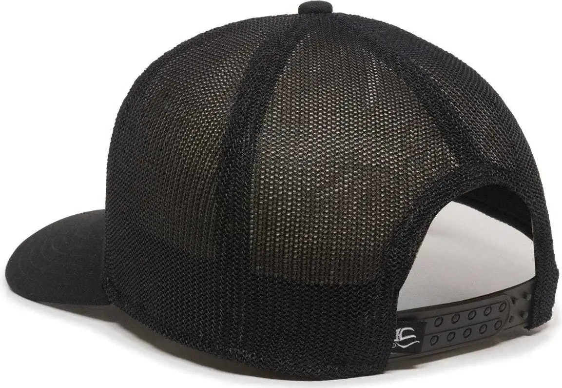 OC Sports RGR-360M Adjustable Mesh Back Cap - Black Black - Black / 6 7/8’’ - 7 1/2’’
