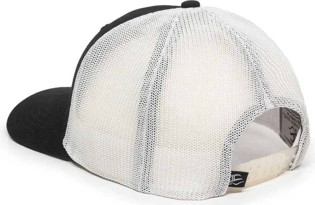 OC Sports RGR-360M Adjustable Mesh Back Cap - Black White - Black White / 6 7/8’’ - 7 1/2’’