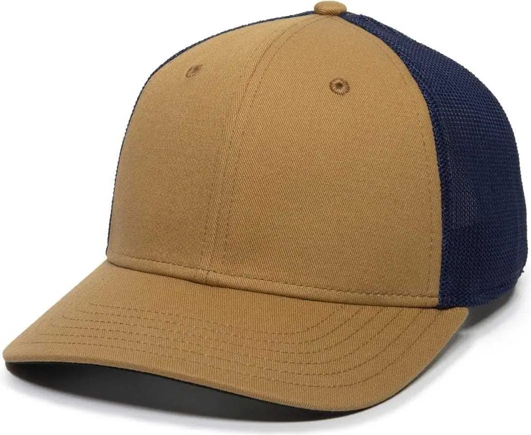 OC Sports RGR-360M Adjustable Mesh Back Cap - Camel Navy - Tan Navy / 6 7/8’’ - 7 1/2’’