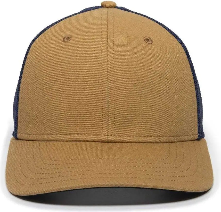 OC Sports RGR-360M Adjustable Mesh Back Cap - Camel Navy - Tan Navy / 6 7/8’’ - 7 1/2’’