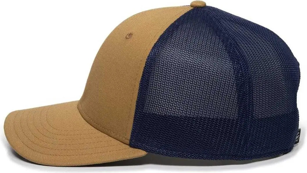 OC Sports RGR-360M Adjustable Mesh Back Cap - Camel Navy - Tan Navy / 6 7/8’’ - 7 1/2’’
