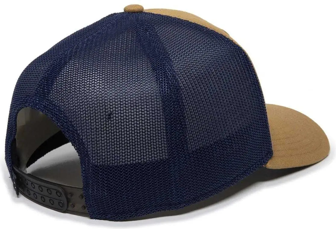 OC Sports RGR-360M Adjustable Mesh Back Cap - Camel Navy - Tan Navy / 6 7/8’’ - 7 1/2’’