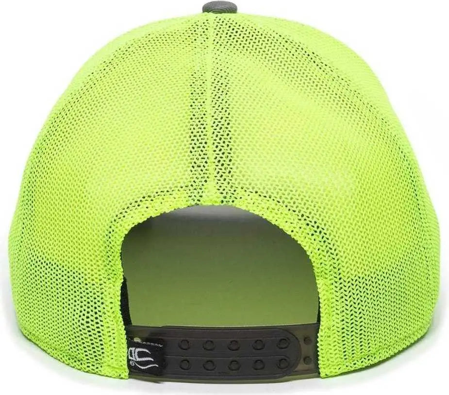 OC Sports RGR-360M Adjustable Mesh Back Cap - Charcoal Neon Yellow - Dark Gray Yellow / 6 7/8’’ - 7 1/2’’