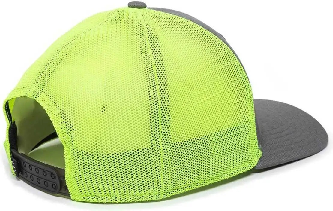 OC Sports RGR-360M Adjustable Mesh Back Cap - Charcoal Neon Yellow - Dark Gray Yellow / 6 7/8’’ - 7 1/2’’