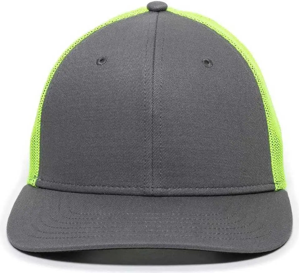 OC Sports RGR-360M Adjustable Mesh Back Cap - Charcoal Neon Yellow - Dark Gray Yellow / 6 7/8’’ - 7 1/2’’