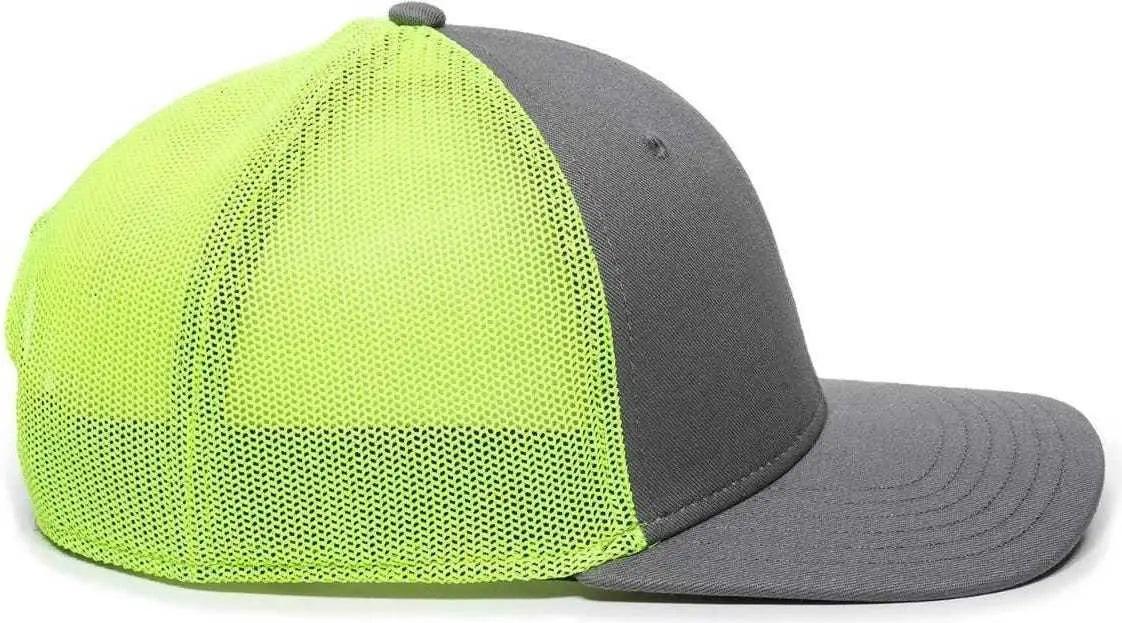 OC Sports RGR-360M Adjustable Mesh Back Cap - Charcoal Neon Yellow - Dark Gray Yellow / 6 7/8’’ - 7 1/2’’