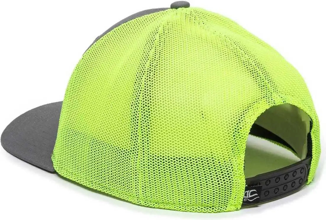 OC Sports RGR-360M Adjustable Mesh Back Cap - Charcoal Neon Yellow - Dark Gray Yellow / 6 7/8’’ - 7 1/2’’