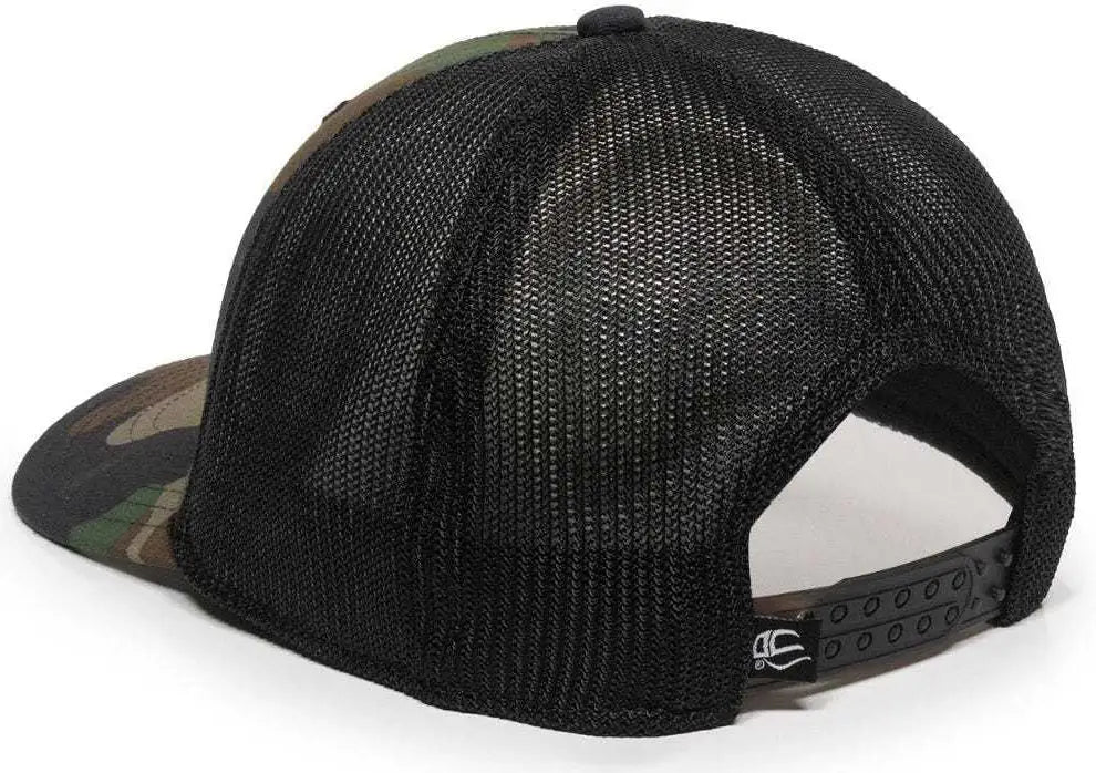 OC Sports RGR-360M Adjustable Mesh Back Cap - Generic Camo Black - Green Black / 6 7/8’’ - 7 1/2’’