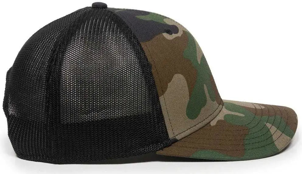 OC Sports RGR-360M Adjustable Mesh Back Cap - Generic Camo Black - Green Black / 6 7/8’’ - 7 1/2’’