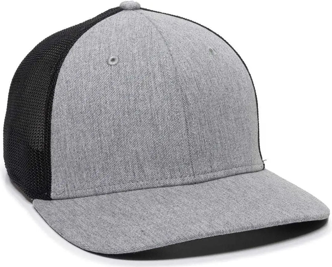OC Sports RGR-360M Adjustable Mesh Back Cap - Heathered Gray Black - Gray Black / 6 7/8’’ - 7 1/2’’