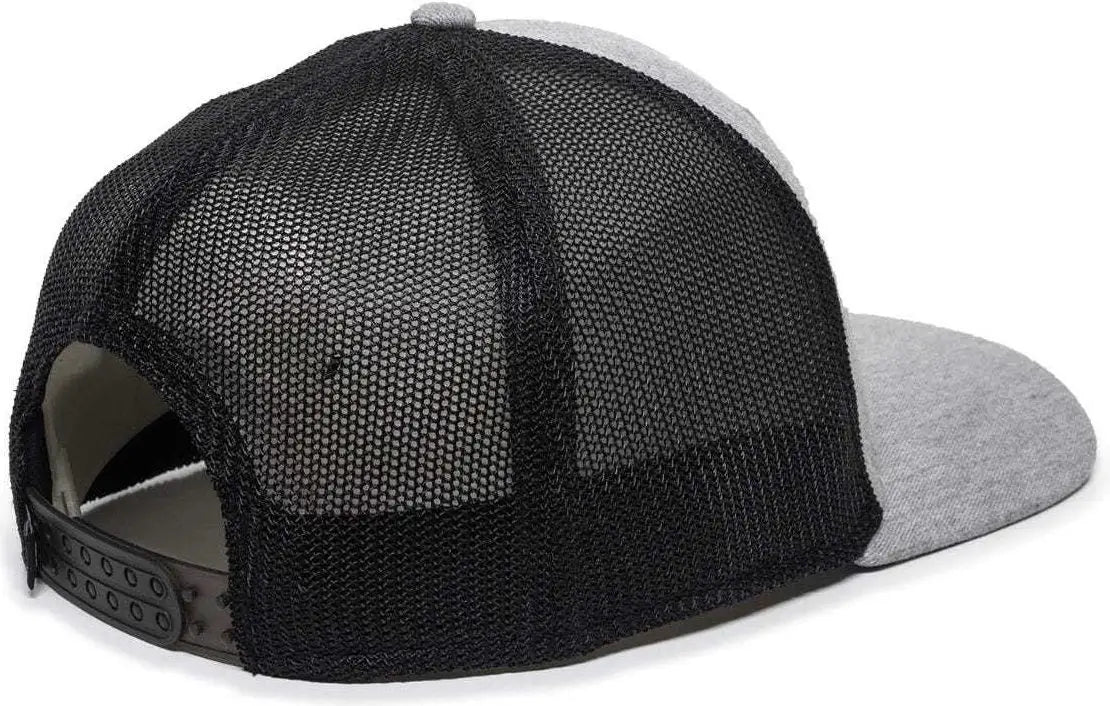 OC Sports RGR-360M Adjustable Mesh Back Cap - Heathered Gray Black - Gray Black / 6 7/8’’ - 7 1/2’’
