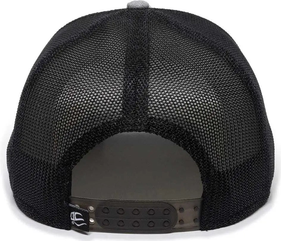 OC Sports RGR-360M Adjustable Mesh Back Cap - Heathered Gray Black - Gray Black / 6 7/8’’ - 7 1/2’’