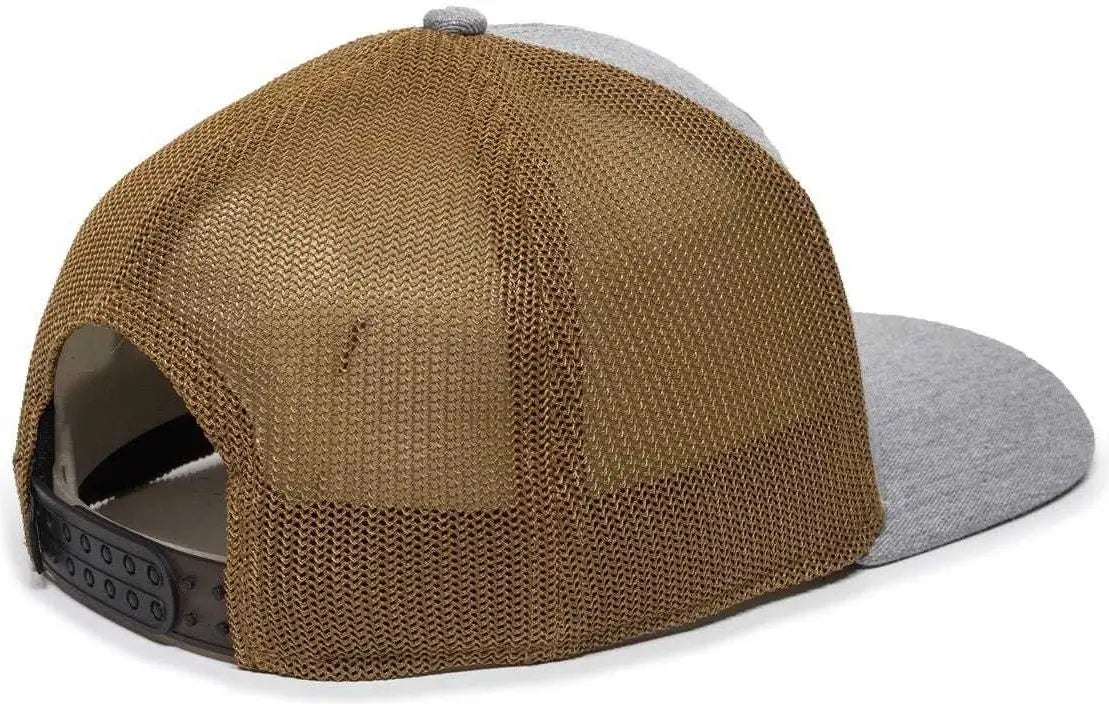 OC Sports RGR-360M Adjustable Mesh Back Cap - Heathered Gray Copper - Gray Orange / 6 7/8’’ - 7 1/2’’