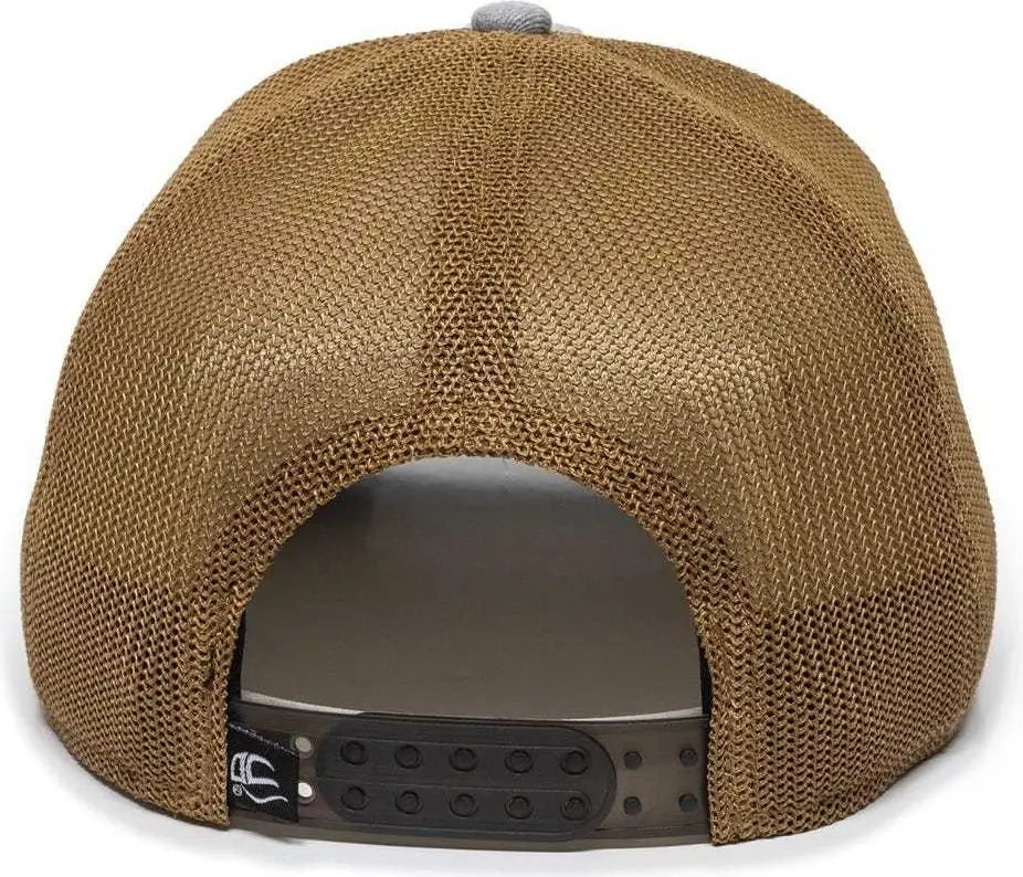 OC Sports RGR-360M Adjustable Mesh Back Cap - Heathered Gray Copper - Gray Orange / 6 7/8’’ - 7 1/2’’