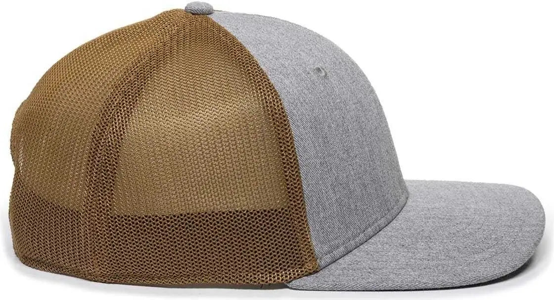 OC Sports RGR-360M Adjustable Mesh Back Cap - Heathered Gray Copper - Gray Orange / 6 7/8’’ - 7 1/2’’