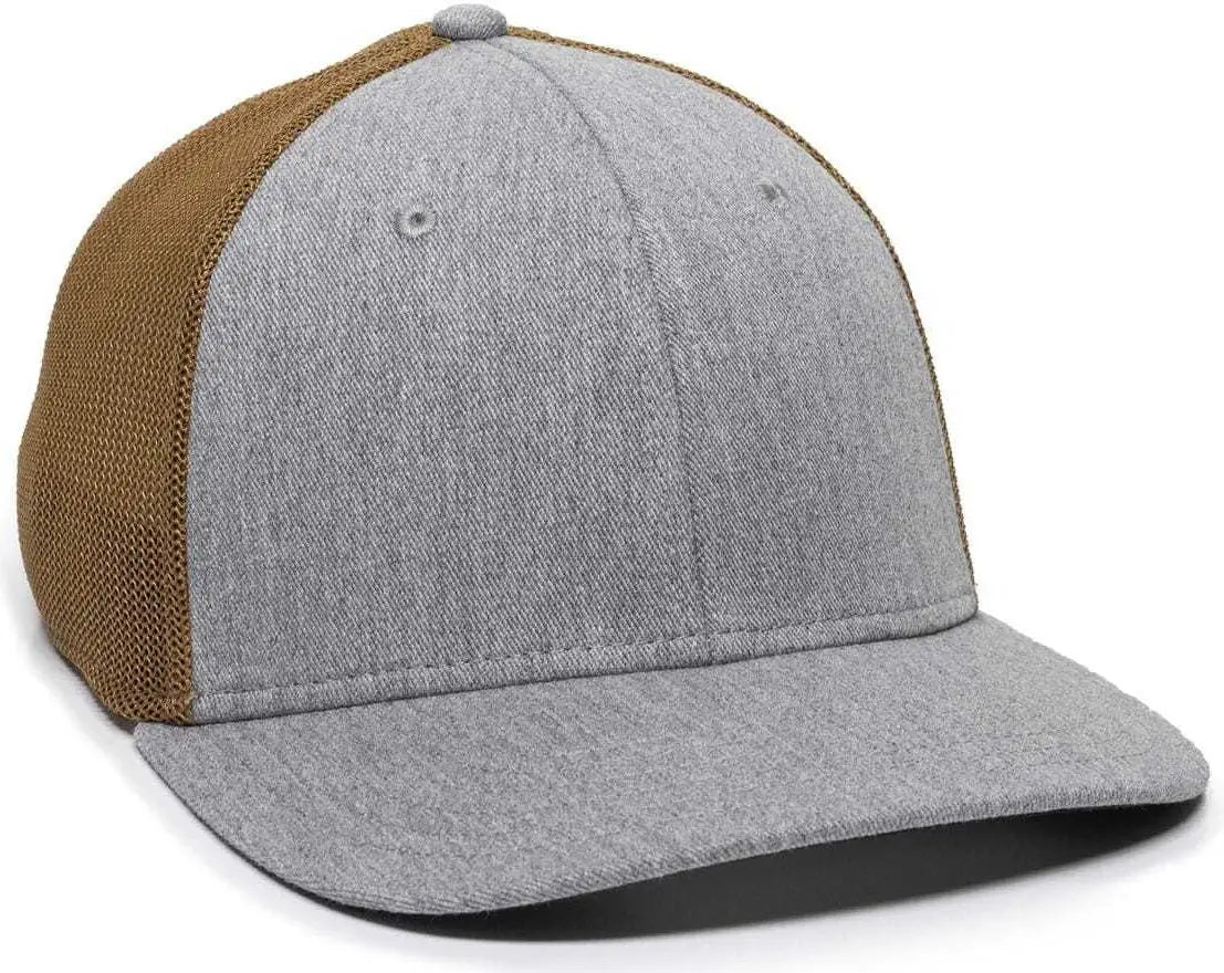OC Sports RGR-360M Adjustable Mesh Back Cap - Heathered Gray Copper - Gray Orange / 6 7/8’’ - 7 1/2’’