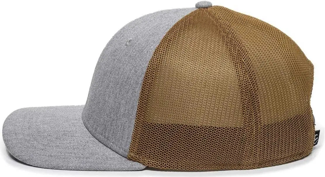 OC Sports RGR-360M Adjustable Mesh Back Cap - Heathered Gray Copper - Gray Orange / 6 7/8’’ - 7 1/2’’