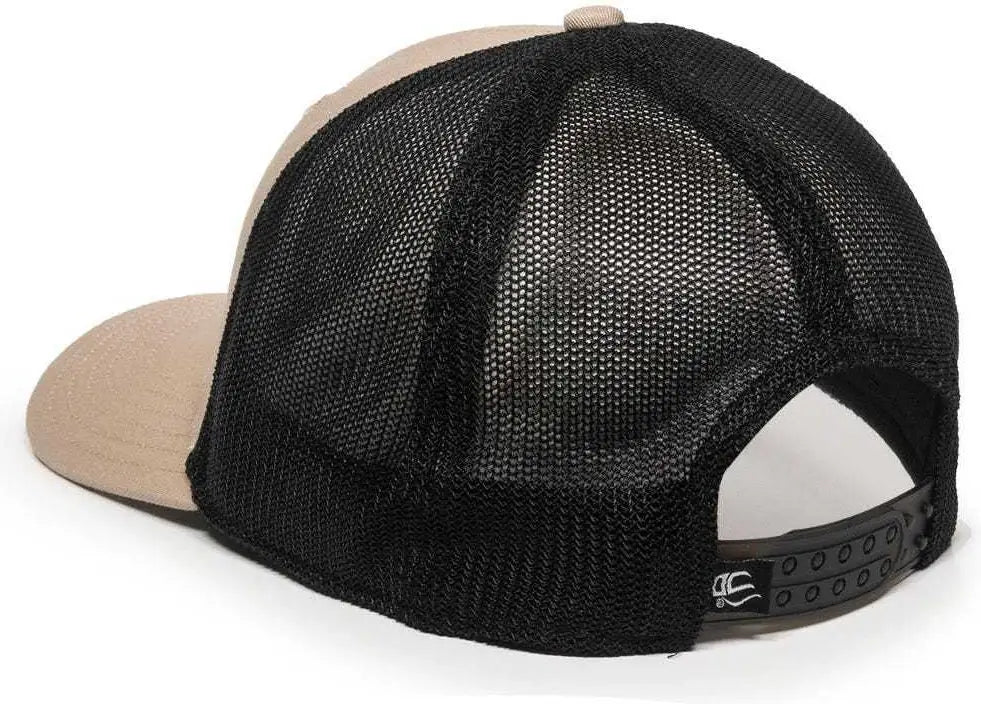OC Sports RGR-360M Adjustable Mesh Back Cap - Khaki Black - Khaki Black / 6 7/8’’ - 7 1/2’’