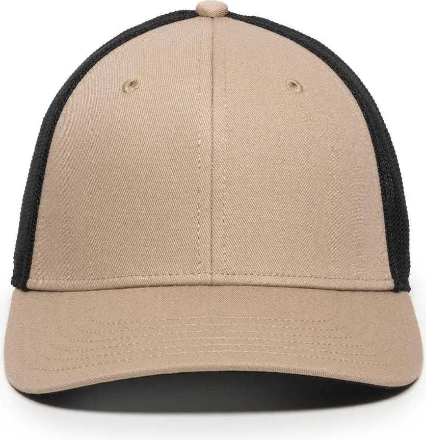 OC Sports RGR-360M Adjustable Mesh Back Cap - Khaki Black - Khaki Black / 6 7/8’’ - 7 1/2’’