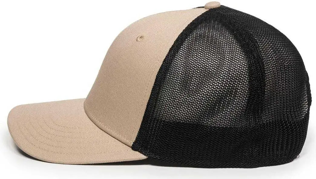OC Sports RGR-360M Adjustable Mesh Back Cap - Khaki Black - Khaki Black / 6 7/8’’ - 7 1/2’’