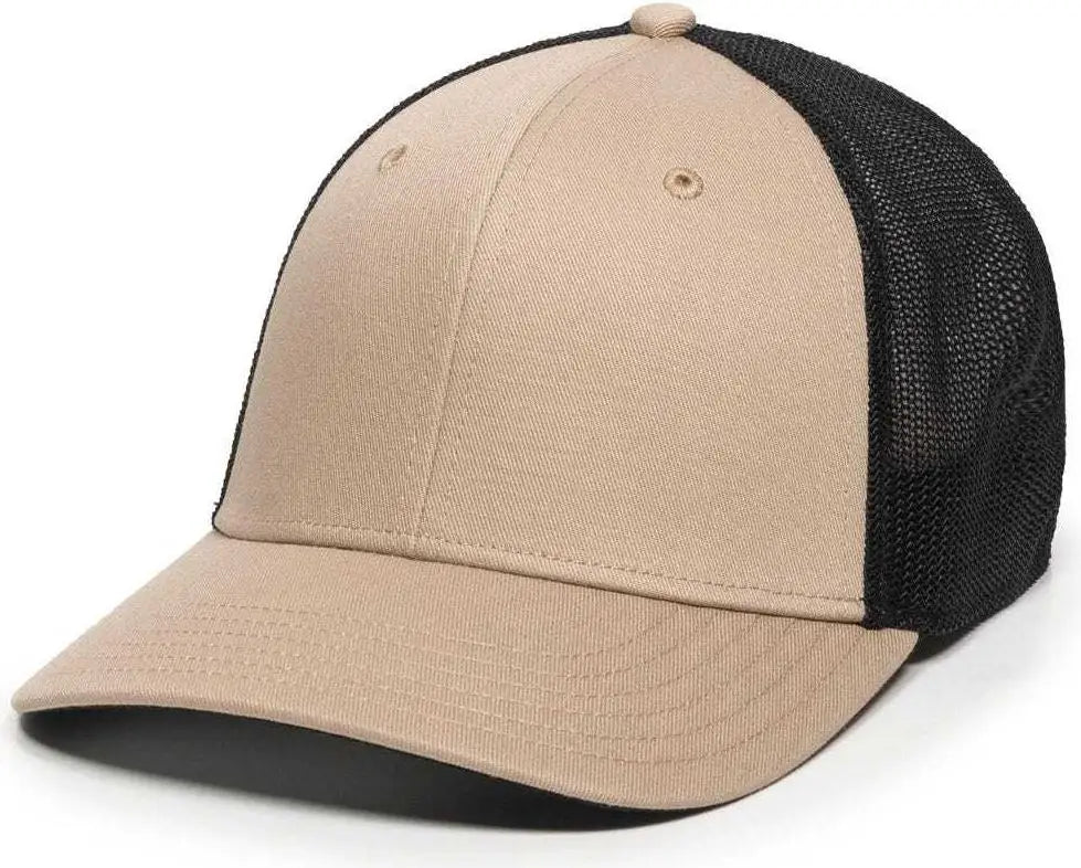 OC Sports RGR-360M Adjustable Mesh Back Cap - Khaki Black - Khaki Black / 6 7/8’’ - 7 1/2’’