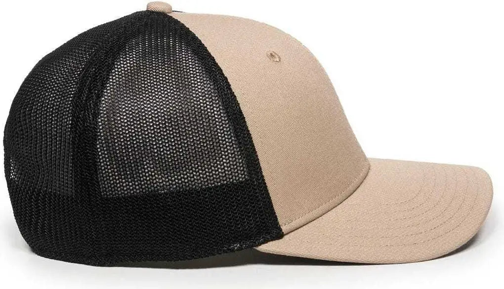 OC Sports RGR-360M Adjustable Mesh Back Cap - Khaki Black - Khaki Black / 6 7/8’’ - 7 1/2’’