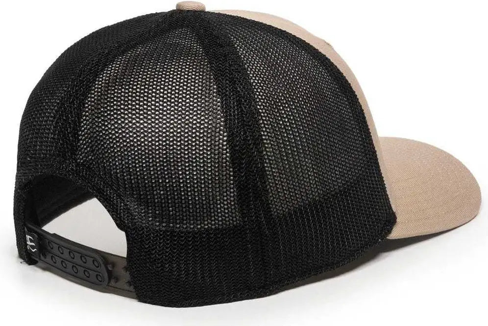 OC Sports RGR-360M Adjustable Mesh Back Cap - Khaki Black - Khaki Black / 6 7/8’’ - 7 1/2’’