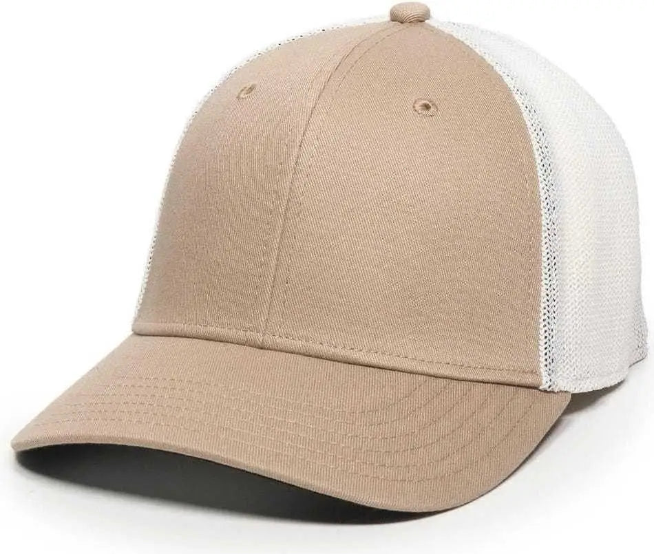 OC Sports RGR-360M Adjustable Mesh Back Cap - Khaki White - Khaki White / 6 7/8’’ - 7 1/2’’