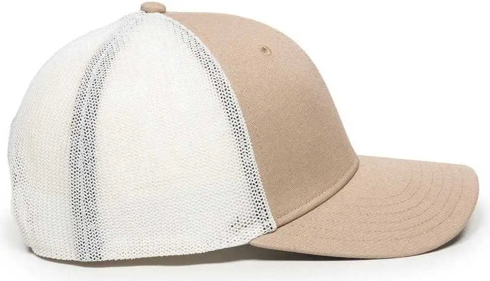 OC Sports RGR-360M Adjustable Mesh Back Cap - Khaki White - Khaki White / 6 7/8’’ - 7 1/2’’
