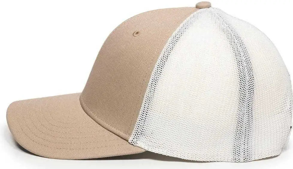 OC Sports RGR-360M Adjustable Mesh Back Cap - Khaki White - Khaki White / 6 7/8’’ - 7 1/2’’